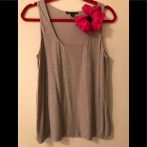 RALPH LAURAN SILK GREY BEADED BLOUSE
